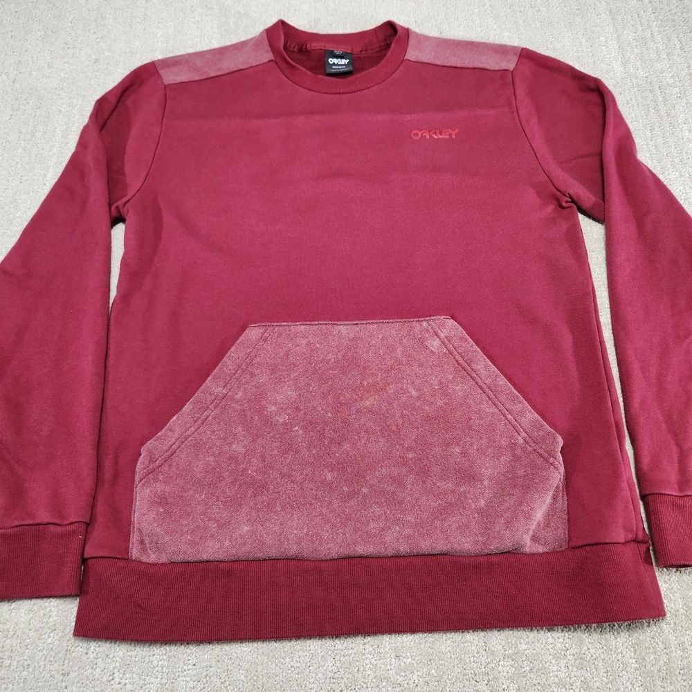 Y2K Oakley Sweatshirt Men M Crewneck Kangaroo Pocket French Terry Essential‎ Red